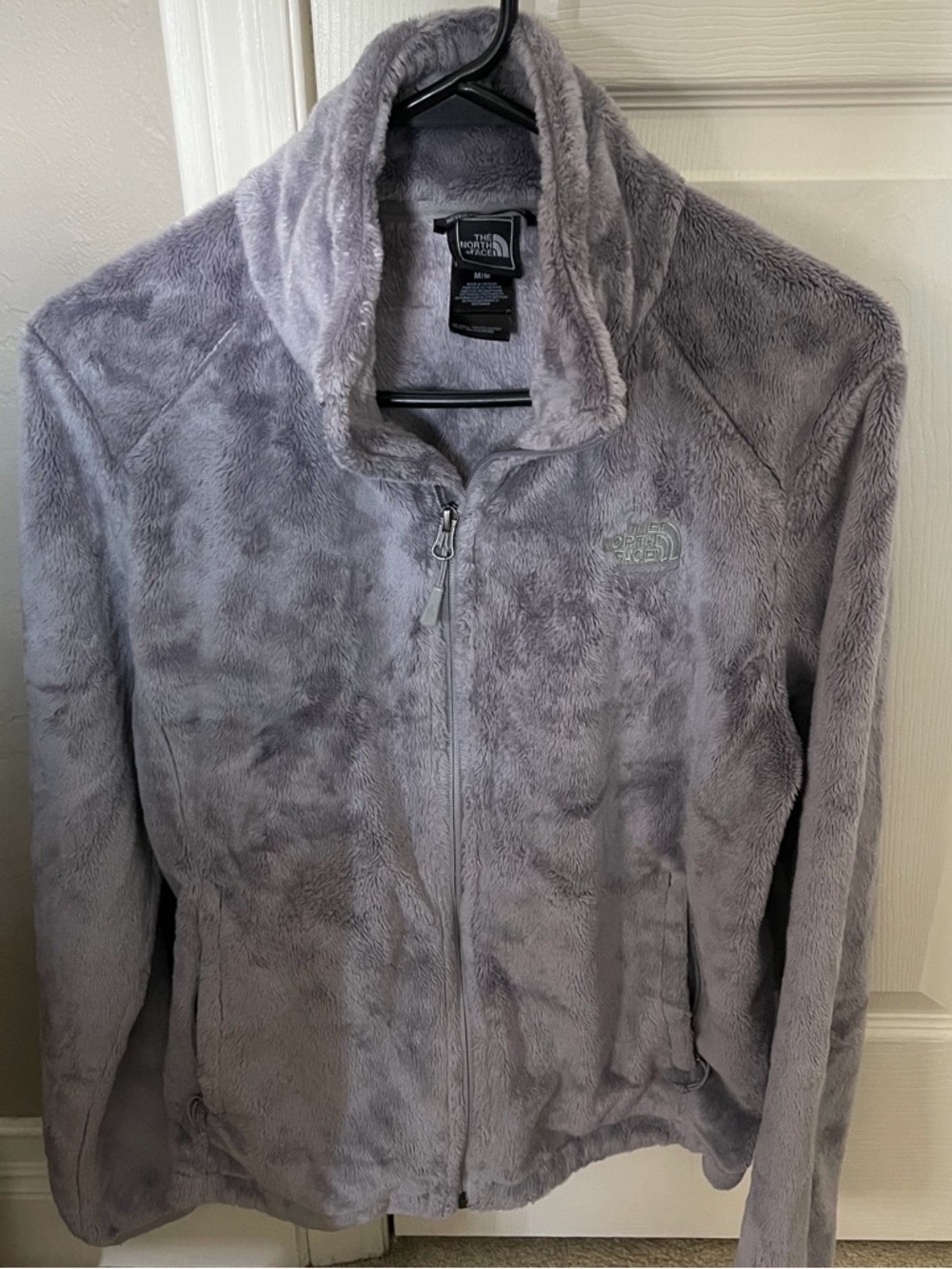 The North Face Plush Fleece Jacket in Light Gray-Lavender